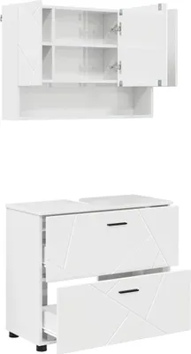 Immagine prodotto di vidaXL Set di mobili da bagno, 2 pezzi, bianco lucido, 76,5 x 35 x 64 cm