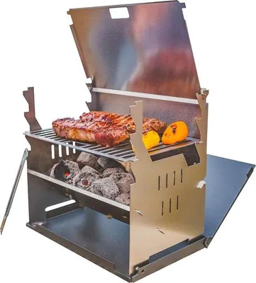 Image de Barbecue au charbon de bois | Système d'insertion mobile | Pour le camping, la randonnée, le camping-car, le jardin et les activités de plein air | Camping-car