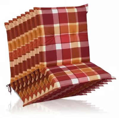 Productafbeelding van Beautissu 8-delige set Sunny RO lage rugleuning kussens, 100x50 cm, rood geruit