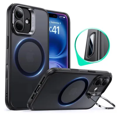 Produktbild von ESR – Classic Hybrid HaloLock Hülle mit Ständer für iPhone 16 – mattes Schwarz