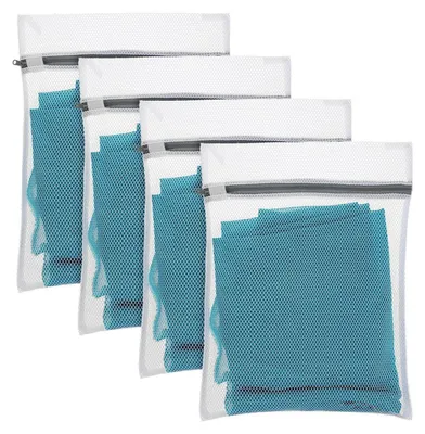 Obrázek produktu pro Sítkové sáčky na prádlo, 4 kusy, rozměr 30x20 cm, vhodné pro jemné prádlo, se zipem, pro použití v pračce
