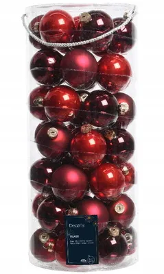Imagen del producto de Adornos navideños de vidrio, diseño 49er, 6 cm de diámetro, color rojo
