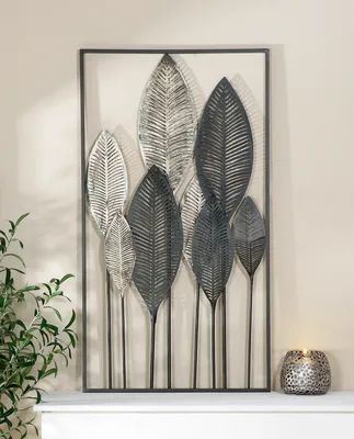 Produktbild von GILDE Wandrelief "Palmblätter" - Wanddeko modern XL - großes Bild Wand Deko Wohnzimmer in Braun Gold Creme 95 x 53 cm