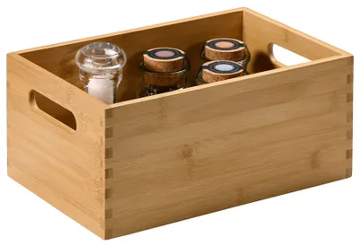 Immagine prodotto di KESPER, contenitore impilabile 57411, realizzato in bambù  / Contenitore multiuso, dimensioni 28,5 x 18,5 x 13 cm / Contenitore in legno