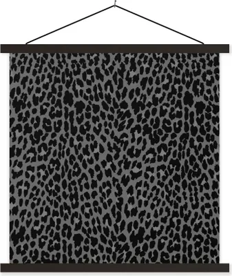 Produktbild von MuchoWow® Textilposter Leopard - Muster - Grau 90x90 cm mit schwarzem Rahmen - Magnetisches