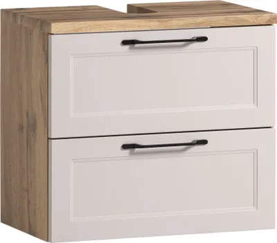 Image de Waschbeckenunterschrank >Lyon< in Wotaneiche, Kaschmir, MDF - 60x54x35cm (BxHxT)