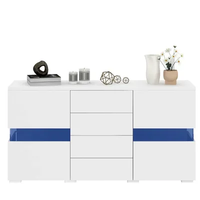 Produktbild von Sideboard mit LED-Beleuchtung, 140/35/72cm, Wohnzimmerschrank mit Türen und Schubladen, Mehrzweckschrank