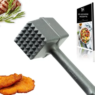 Fleischklopfer, extra breit, zwei Schlagflächen, Alu/Edelstahl