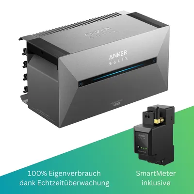 Produktbild von Anker Solarbank 2 PRO inkl. SmartMeter – Speicher-Bundle für Balkonkraftwerke– 1,6 kWh – bis zu vier Solarmodule – Echtzeitüberwachung per App -Steuerungseinheit integriert – anschlussfertig