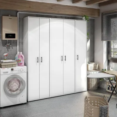 Produktbild von Mehrzweckschrank >LAUNDRY< 1 Tür, 2 Böden, Artik Weiß - 41x206x40 (BxHxT)