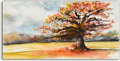 Produktbild von Coloray Canvas 100x50  Wandbild Leinwand Bilder Deko Baum Herbst Landschafts Blätter