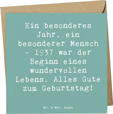 Produktbild von Mr. & Mrs. Panda Grußkarte Spruch 1937 Geburtstag - Meeresbrise - Geschenk, besondere Person, liebevoller, Glückwunschkarte, Alter, anlasskarte, Historische Geschenke
