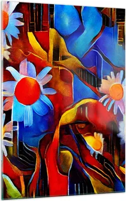 Produktbild von Bilder auf glas - Einteilig - Blume Abstraktion - 50x70cm - Glasbilder - Wandbilder - Bilder - zum Aufhängen bereit - Wanddekoration aus Glas - Glas Bilder - Wandbild auf Glas - GPA50x70-3466