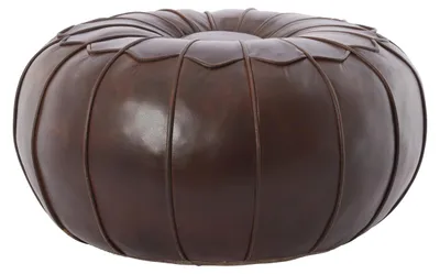 Immagine prodotto di Pouf CALIMA in pelle marrone scuro – Ø58x32 cm