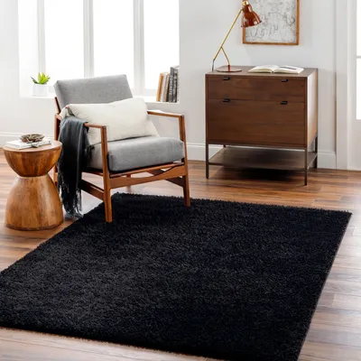 Produktbild von Shaggy Hochflorteppich - Weicher, Flauschiger Wohnzimmerteppich, Schwarz 160x213 cm