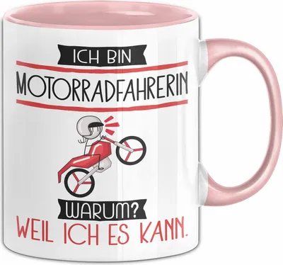 Produktbild von Motorradfahrerin Tasse Geschenk Ich Bin Motorradfahrerin Warum Weil Ich Es Kann Geschenkidee Geburtstag (Rosa)
