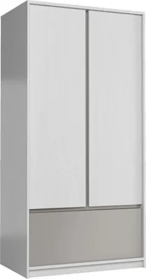 Produktbild von 90 cm breiter Kleiderschrank mit 2 Türen | Farbe: Weiß