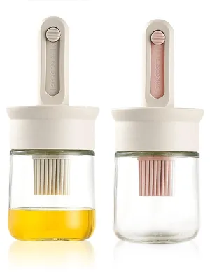 Productafbeelding van Omgoods - 2 Stuks Glazen Olie Dispenser met Borstel - Perfect voor Koken en Grillen