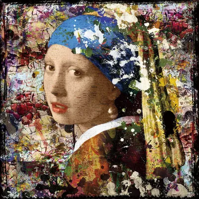 Produktbild von ARTUNIVERSE Glasbilder Mädchen mit blauen Tuch 80 x 80 cm