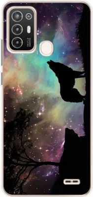 Produktbild von König Design Hülle kompatibel mit ZTE Blade A52 Kunststoff Soft Handyhülle - Handy Case Wolf Abendhimmel