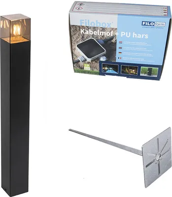 Produktbild von QAZQA - Modern Außenstehlampe schwarz 70 cm IP44 mit Rauchglas - Dänemark I Außenbeleuchtung - Aluminium Länglich - LED geeignet E27
