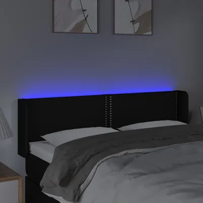 Produktbild von The Living Store LED Kopfteil Schwarz 147x16x78/88 cm Stoff