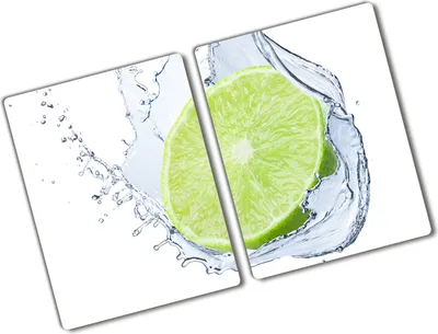 Produktbild von Tulup Glas Herdabdeckplatte - 2x40x52 cm - Glaskeramikkochfeld-Abdeckung Spritzschutz Glasabdeckplatte Kochplattenabdeckung und Schneidebrett - Zweiteilig - Essen & Getränke - Limette - Grün