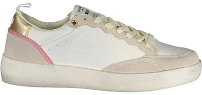 Produktbild von Damen Sportschuh in Weiß mit Rosa/Gold Akzenten und Schnürsenkeln
