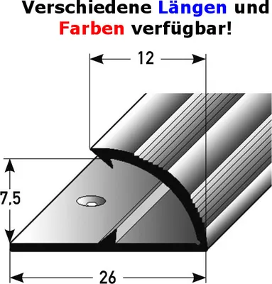 Produktbild von Klemmprofil / Einschubprofil "Limerick" für Laminat, 7,5 mm Einfasshöhe, Aluminium eloxiert, gebohrt-silber-1000