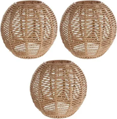 Obrázek produktu pro Tkané stínidlo Angoily - Retro ratan - Kryt závěsné lampy - Vintage lustr - Jídelna obývací pokoj - 14 x 15 cm