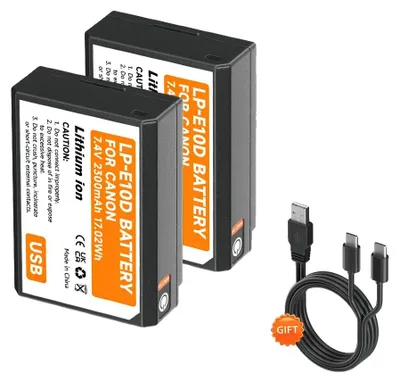 Immagine prodotto di Batteria per fotocamera, ricarica tramite USB-C, capacità di 2300mAh, 2 batterie