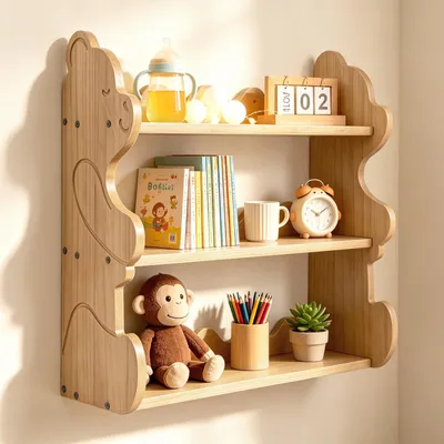 Image de Solidchoice - Étagère murale en bois avec 3 niveaux pour les jouets d'enfants