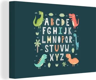 Produktbild von OneMillionCanvasses® - Leinwandbilder - 140x90 cm, Illustration des Alphabets und der Dinosaurier, Wandbilder Kunstdruck Wanddekoration