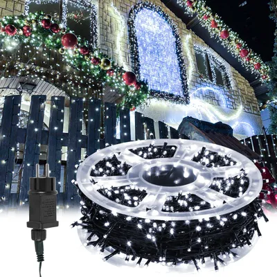 Produktbild von Peviasot 100M LED Lichterkette 500LEDs 8 Modi mit Memory Funktion, Weihnachten Party Garten Bedienung Funkelnder Sterneffekt Deko Kaltweiß