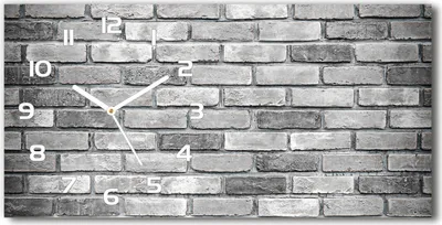 Produktbild von Wanduhr aus Glas – 60x30 cm - Glasbild - Glasuhr - Gehärtetes Glas - weisse-zeiger - Ziegelwand