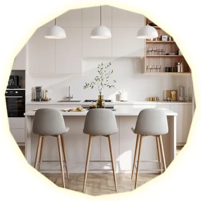 Produktbild von LED Lichtspiegel 80×80 cm – Großer geometrischer Wandspiegel mit Beleuchtung – Dekorativer Designspiegel für Bad, Flur & Wohnzimmer – Kaltweiß 6000K – Badezimmer Spiegel, rahmenlos