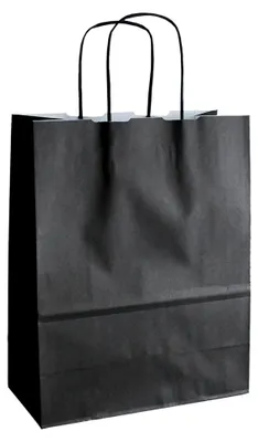 Produktbild von Papiertragetaschen farbig mit Kordel SCHWARZ Nero - Verschiedene Größen und Mengen (36 + 13 x 41 cm, 100 Stück)
