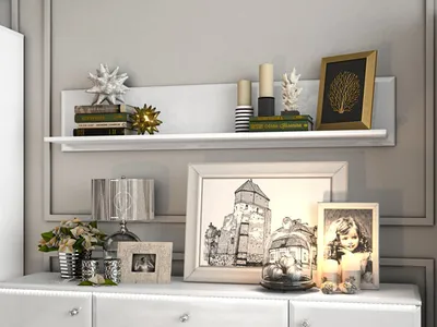 Image de Étagère murale « Glamour » Étagère suspendue 143 cm MDF blanc brillant 76484089