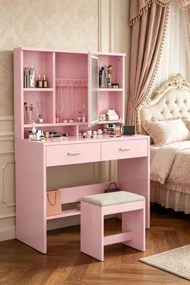 Image de Table de maquillage JUMMICO avec miroir éclairé par LED, luminosité réglable