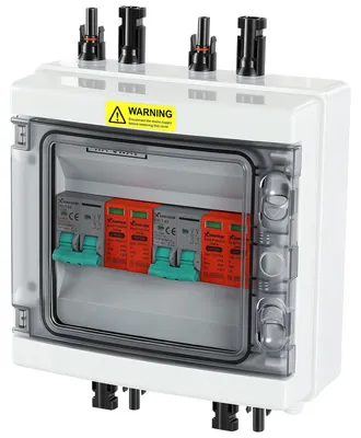 Image de Boîtier de connexion solaire pour 2 séries, courant continu 1000V, 32A, protection contre les surtensions, type T2, pour panneaux photovoltaïques, indice de protection IP65. Boîtier de connexion pour générateur, pour 8 modules, avec connecteurs solaires, pour installation photovoltaïque