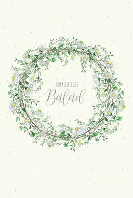 Produktbild von Trauer Beileid Kondolenz Skorpion's Art Karte mit Briefumschlag Blumenkranz, Aufrichtiges Beileid