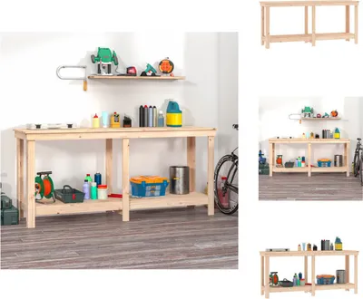 Produktbild von vidaXL Werkbank 180x50x80 cm Massivholz Kiefer -  Werkbänke
