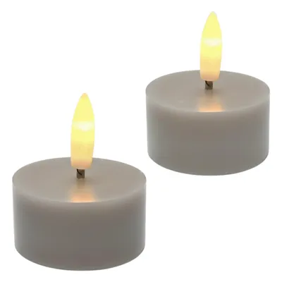 Produktbild von SIRIUS LED Teelichter Wachs grau 2 Stück 3D-Flamme 6x6cm