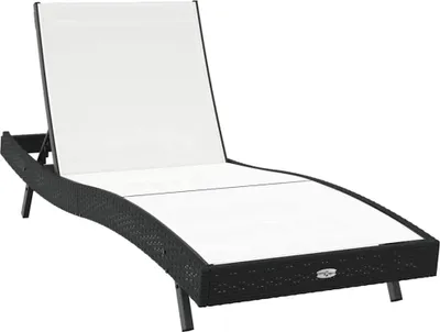 Productafbeelding van vidaXL Zonnebed zwart en wit, 197 x 70 x 82 cm, polyrotan