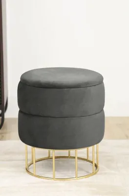 Image de Tabouret élégant MALIOR avec espace de rangement - gris / doré