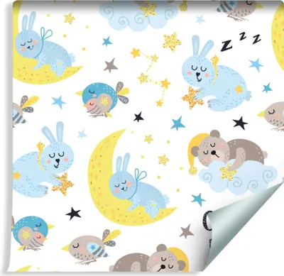 Produktbild von 10m VLIES TAPETE Rolle Kinderzimmer Schlafende Tiere XXL