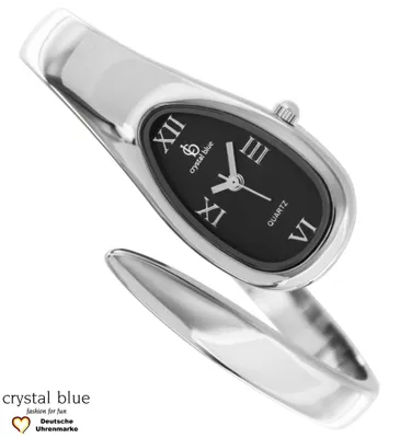 Produktbild von Crystal blue Spangenuhr silber Schlange Armreif Damenuhr anthrazit 20021
