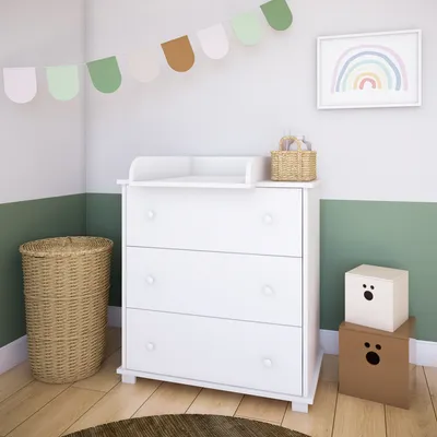 Image de Commode à langer Table à langer Commode avec plan à langer amovible avec 3 tiroirs en blanc  Europe