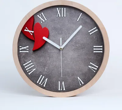 Produktbild von Holzuhr 20fi cm wanduhr - weiße Spitzen - rote Herzen