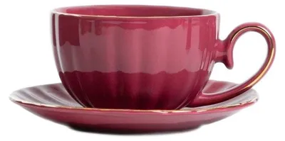 Produktbild von HOMLA MINA Tasse mit Untertasse groß weinrot 0,25 l